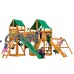 Gorilla Playsets Pioneer Peak Swing Set with Natural Cedar Posts and Deluxe Green Vinyl Canopy   554089694
